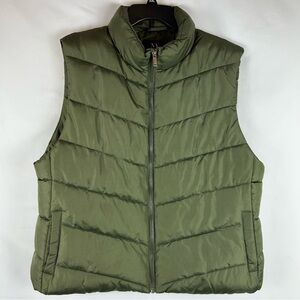 New York & Company Puffer Vest Olive Green Size XXL